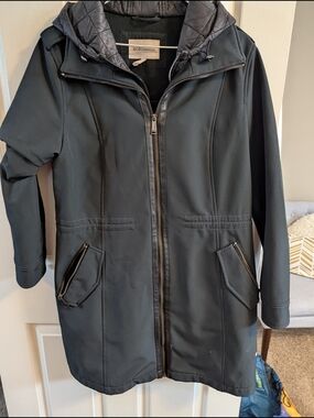 BCBGeneration Black Hooded Utility Coat with Quilted Hood